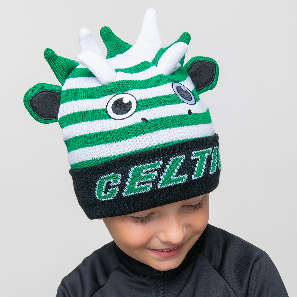 Celtic Junior Hooped Dinosaur Beanie