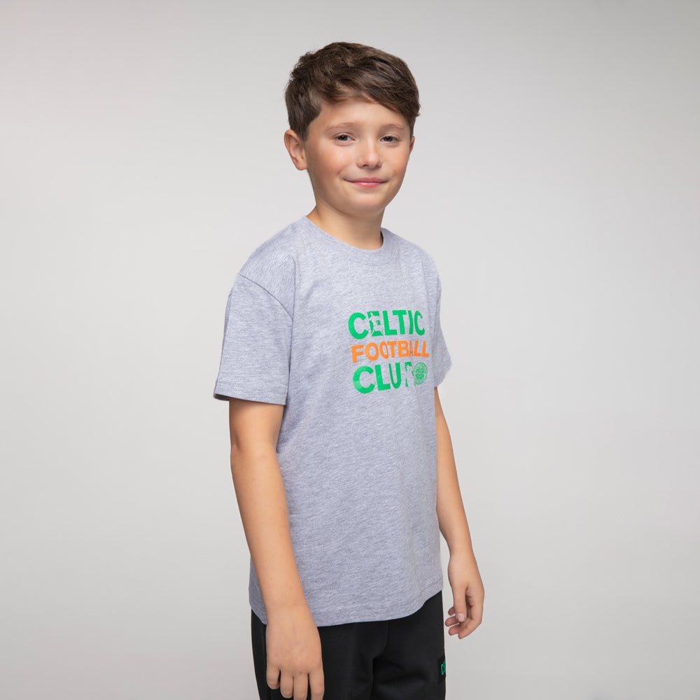 Celtic Football Club Junior Text Grey T-Shirt