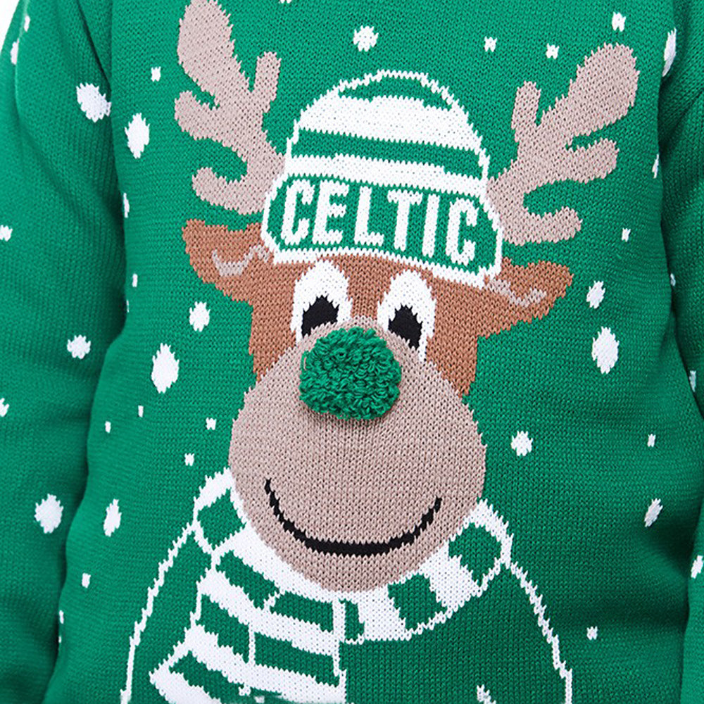 Celtic Junior Reindeer Nose Christmas Jumper