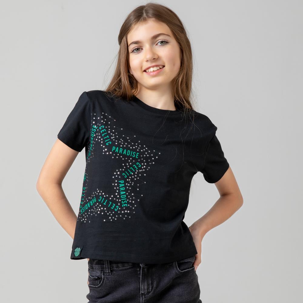 Celtic Junior 블랙 스타 프린트 티셔츠
