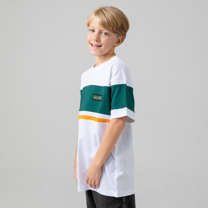 Celtic Junior Tricolour Block Striped T-Shirt