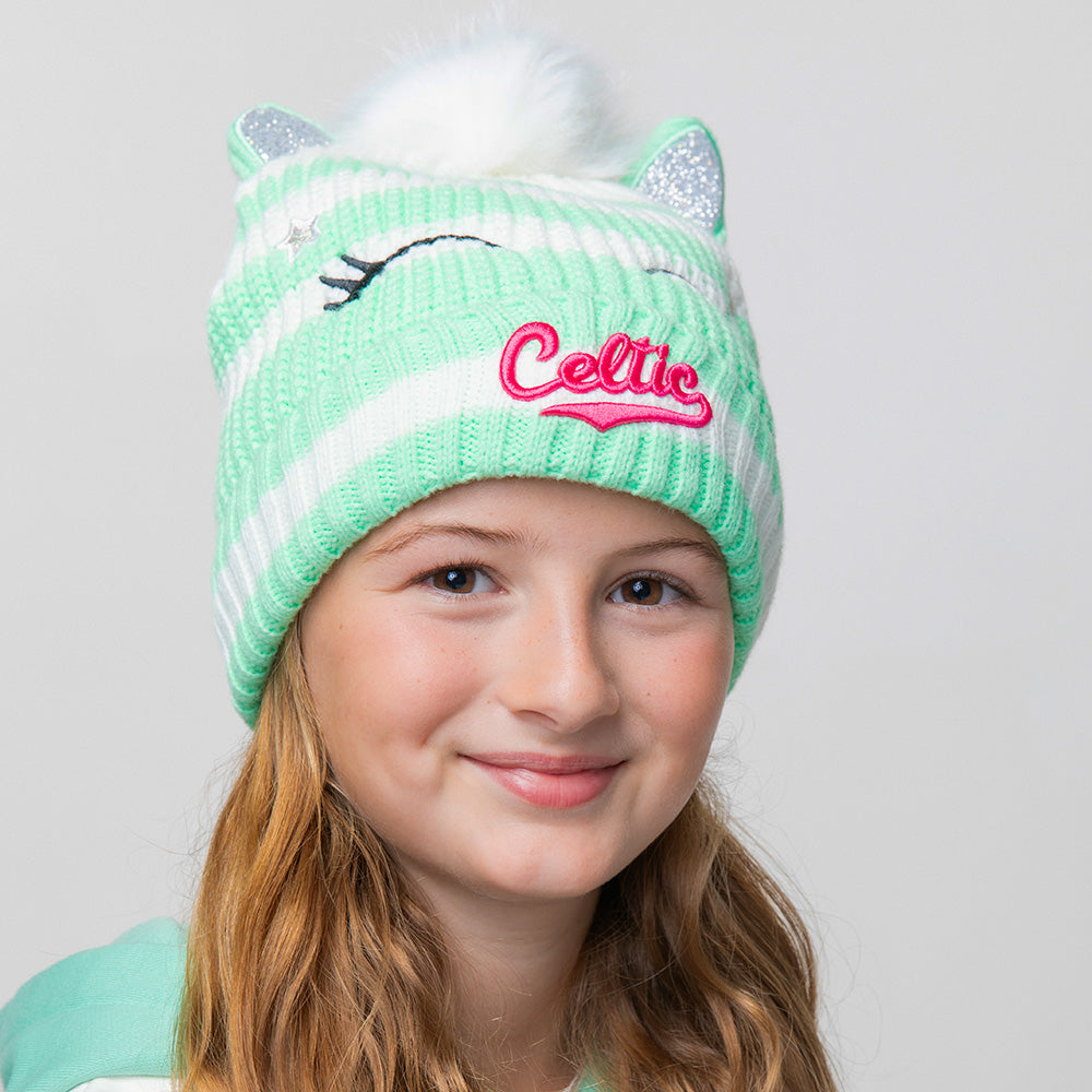 Celtic Junior Hooped Unicorn Beanie