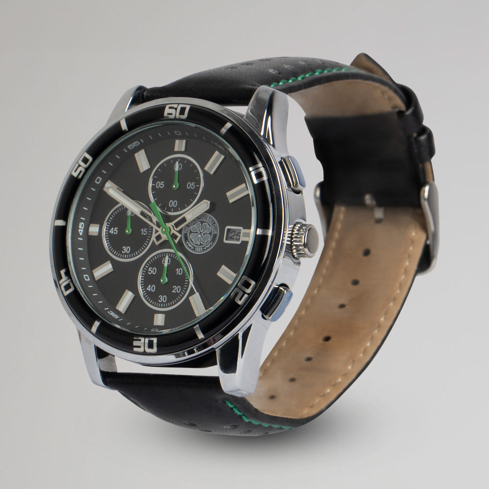 Celtic Leather Strap Chronograph Watch