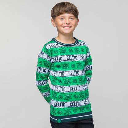 Celtic Junior Hooped Christmas Jumper